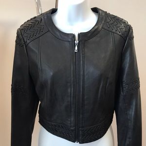 Guess 100% leather cropped jacket.